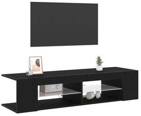 Estante de TV vidaXL com Luzes LED em Carvalho Preto 135x39x30cm em Ma