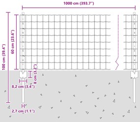 Cerca Euro com 5 Postes U Verde 0,6x10 m Aço