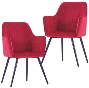 vidaXL Cadeiras de jantar 2 pcs veludo vermelho-escuro