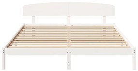 Estrado de Cama com Cabeceira Branca 180x200 cm Madeira Maciça de Pinh