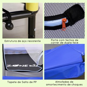 Trampolim para Crianças com Rede de Segurança 122x122x97 cm Azul