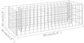 Canteiro elevado/cesto gabião 90x30x30 cm aço galvanizado