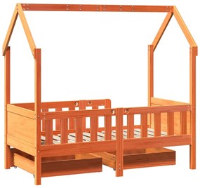 Estrutura de cama infantil c/ gavetas 70x140 cm pinho maciço