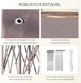 Tenda Dobrável 4,05x3,4x2,85 m Tenda de Jardim Hexagonal com Duplo Tet