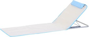 Conjunto de 2 Esteiras de Praia com Encosto Reclinável em 5 Níveis Bolsa de Transporte e Apoio de Cabeça 48x134x36-45 cm Branco Creme