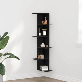 vidaXL Prateleira de Canto Carvalho preto 36.5 x 36.5 x 140 cm