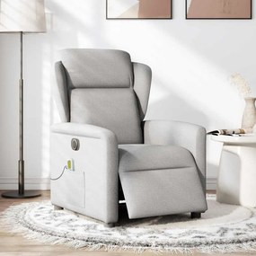 Poltrona massagens reclinável elétrica tecido cinzento-nublado