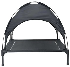 Cama Elevada para Cães com Capota Removível Preto XL Aço