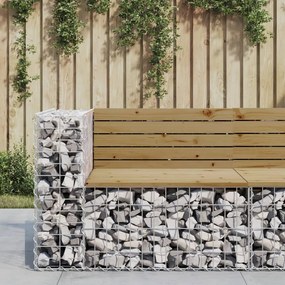 vidaXL Banco de jardim c/ design gabião 92x71x65,5 cm pinho impregnado