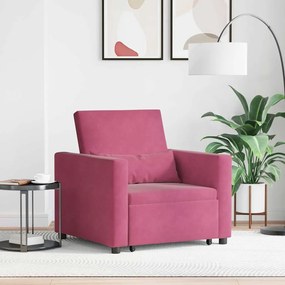 Sofá-Cama Único Conversível 3 em 1 Vinho Vermelho Veludo