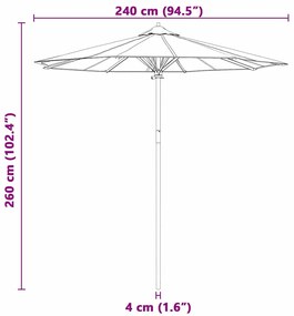 Guarda-sol de Jardim Branco Creme 240x260 cm de Bambu