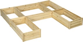 Outsunny Conjunto 5 Canteiros Modulares em Pinho para Exterior 230x230x28 cm Madeira Natural | Aosom Portugal