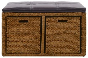 Banco com 2 cestos erva marinha 71x40x42 cm castanho