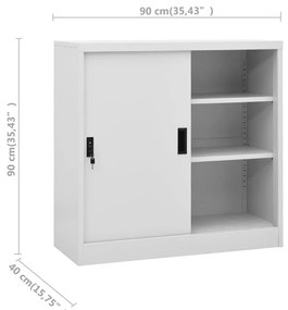 Armário escritório porta deslizante 90x40x90 cm aço cinza-claro