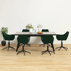 vidaXL Cadeiras de jantar giratórias 6 pcs veludo verde-escuro