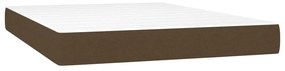 Cama box spring c/ colchão/LED 140x190cm tecido castanho-escuro