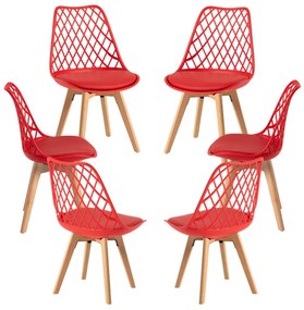 Pack 6 Cadeiras Mima - Vermelho