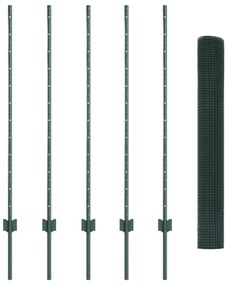 Cerca de Fio Soldado com 5 Postes U Verde 1.2x10 m Aço