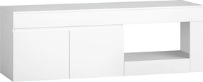 HOMCOM Lowboard moderno para sala de estar com 2 portas, compartimento aberto e puxadores, para TVs até 152,4 cm, 140 x 40 x 48 cm, branco | Aosom Portugal