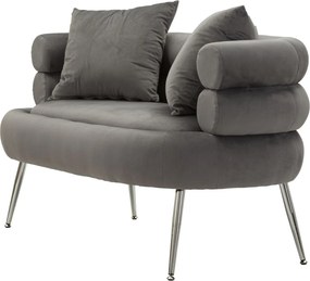 SOFÁ SILVERY PLUS COM ALMOFADAS CINZENTO 133X68X69 CM