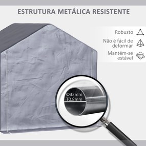 Abrigo Tenda para Ferramentas Bicicletas e Motas 2x2x2m com 1 Porta com Fecho de Correr 1 Cobertura de PE Impermeável Anti-UV Cinza