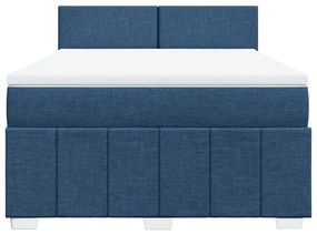 Cama com molas/colchão 140x200 cm tecido azul