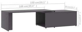 Mesa de centro 150x50x35 cm contraplacado cinzento