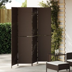 Divisor de Ambientes vidaXL 4 Painéis Dobrável Castanho 195x180 cm Poliéster de Rattan