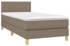 Cama box spring colchão/LED 100x200cm tecido cinza-acastanhado