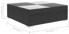 6 pcs conjunto lounge de jardim c/ almofadões vime PE preto