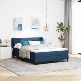 vidaXL Cama Box com colchão com cabeceira Azul 140 x 200 cm tecido