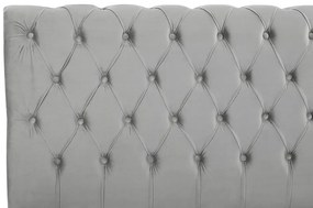 Cama de casal em veludo cinzento 180 x 200 cm AVALLON Beliani