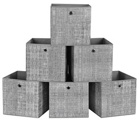 Caixas de armazenamento dobráveis SONGMICS, conjunto de 6 cubos de armazenamento de tecido não tecido, 30 x 30 x 30 cm, organizadores de roupas de brinquedo, cinza RFB02LG-3