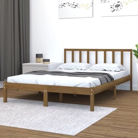 vidaXL Estrutura de cama 160x200 cm madeira pinho maciço castanho mel