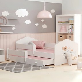 Cama infantil dupla elefante Wave branca 160x80 - colchão e estrado incluído