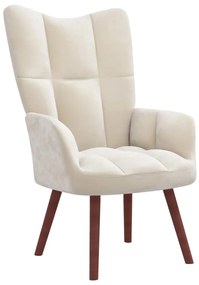 328060 vidaXL Cadeira de descanso veludo branco nata