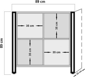 Estante/Aparador "Hakon" com 2 Portas - Pinho Atlântico e Preto - 89x8