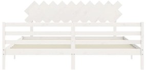 Estrutura de cama com cabeceira 200x200cm madeira maciça branco