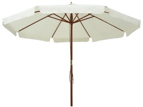Guarda-sol de exterior com poste em madeira 330 cm branco areia