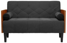 Sofá-luvas com rolos 110 cm veludo preto