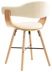 Cadeiras de jantar 4 pcs couro artificial creme madeira curvada