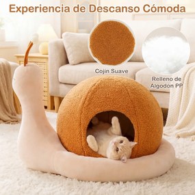 Cama para gatos de interior em forma de caracol 2 em 1, com almofada removível e lavável e base antiderrapante, para cães de pequeno porte e cachorros