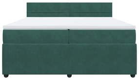 Cama com molas/colchão 200x200 cm veludo verde-escuro
