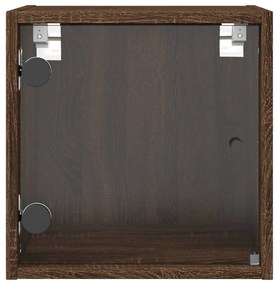 Mesas cabeceira portas vidro 2 pcs 35x37x35cm carvalho castanho