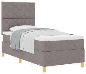 Cama Box com Colchão Taupe de Tecido de Solteiro