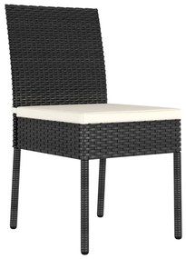 3 pcs conjunto de jantar para jardim vime PE preto