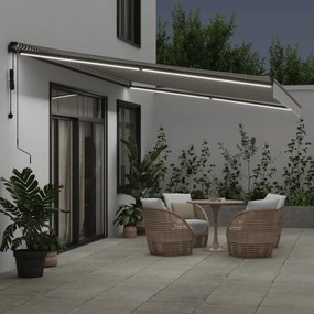 Toldo retrátil automático com LEDs 600x350 cm antracite/branco