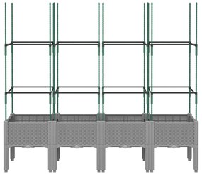 Vaso/floreira jardim c/treliça 160x40x142,5cm PP cinzento-claro