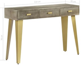 Mesa consola 110x35x76cm mangueira mangueira cinzento c/ bronze
