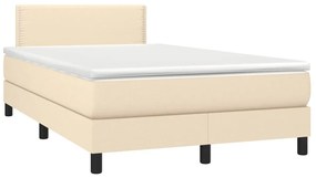 Cama box spring c/ colchão e LED 120x190 cm tecido cor creme